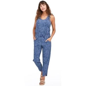 Patagonia Fleetwith Jumpsuit Blue Sleeveless Stretch Pockets Drawstring
